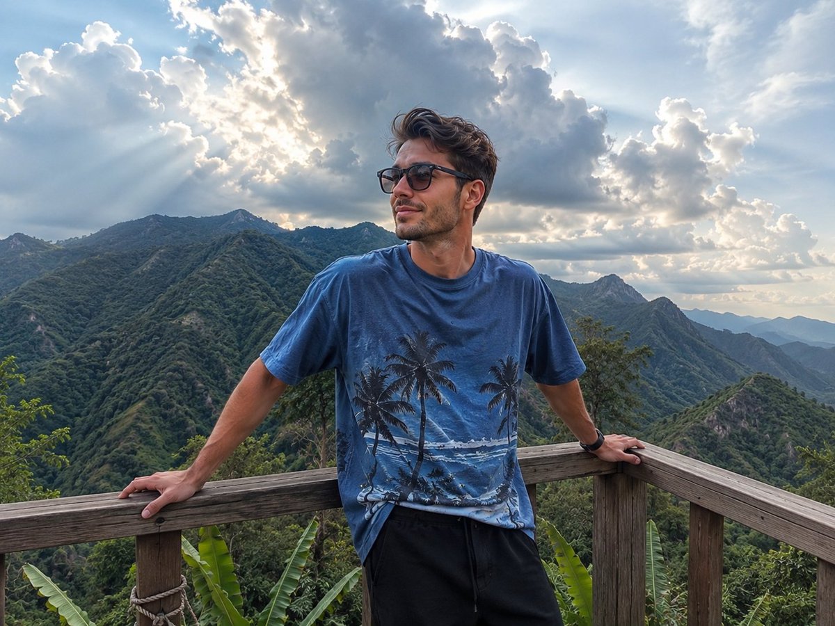 Mountain Viewpoint Travel Photography AI image template preview