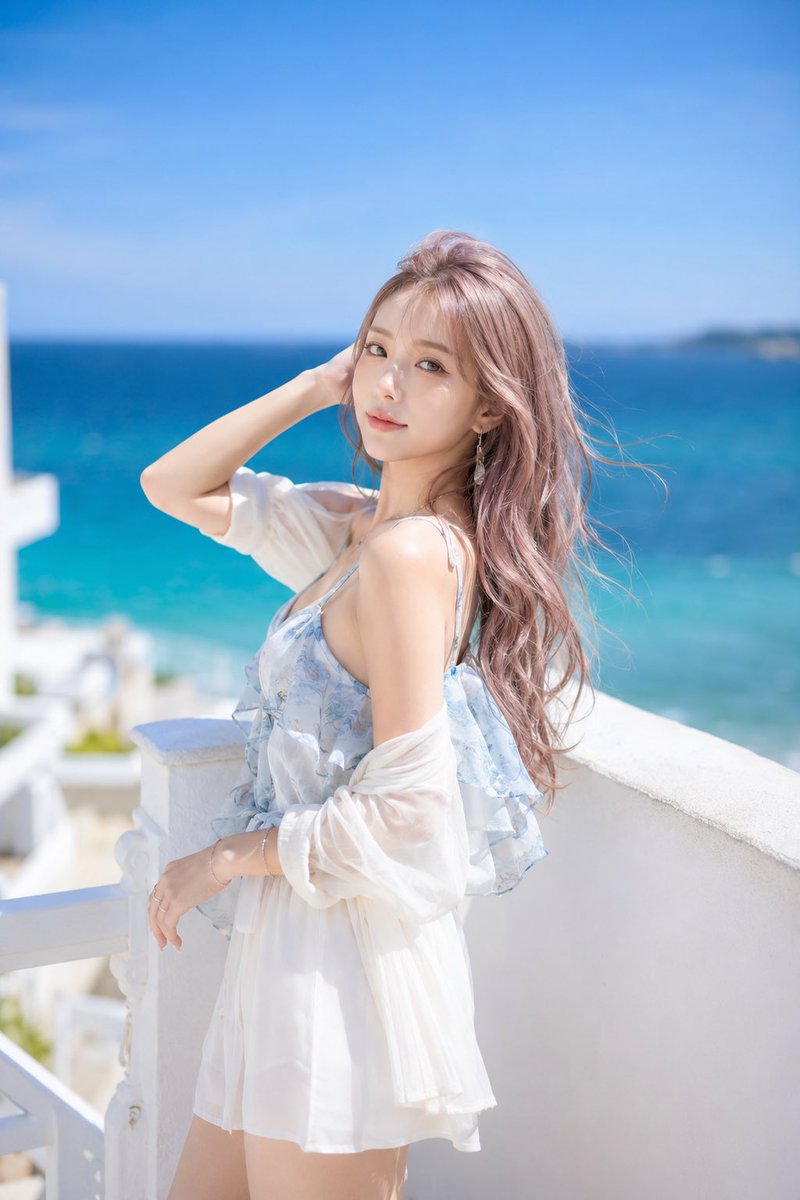 Summer Seaside Resort Portrait AI image template preview