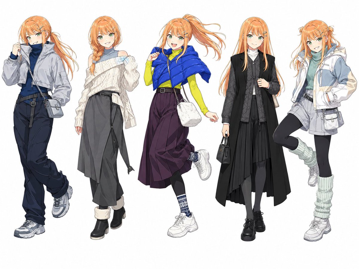 Anime Winter Fashion Lineup AI image template preview