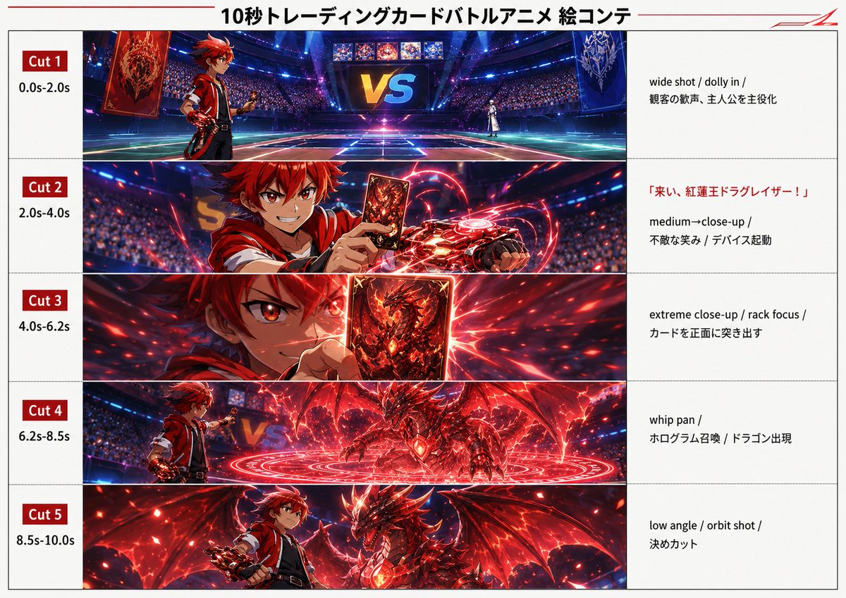 Trading Card Battle Anime Storyboard AI image template preview