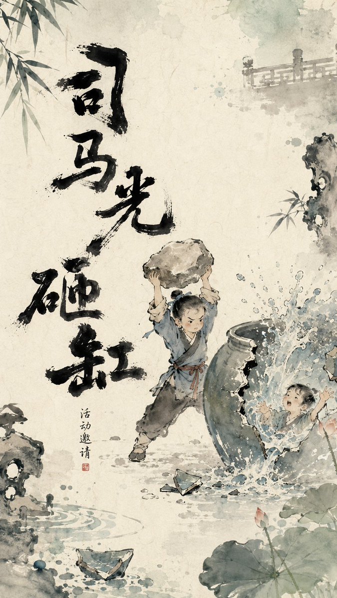 Chinese Ink Animation Poster Style AI image template preview