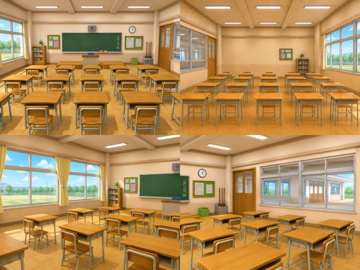 Classroom Interior Four-Way View AI image template preview
