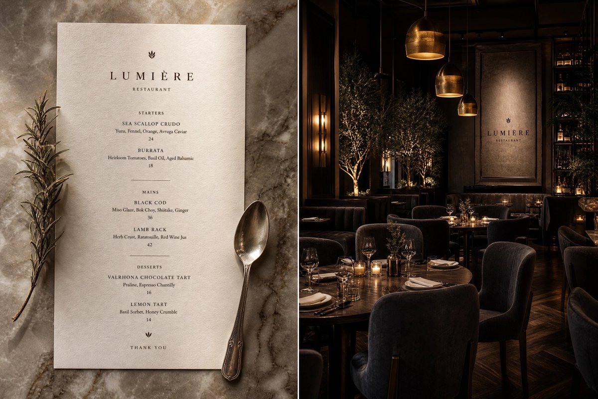 Menu-Based Restaurant Interior Design AI image template preview
