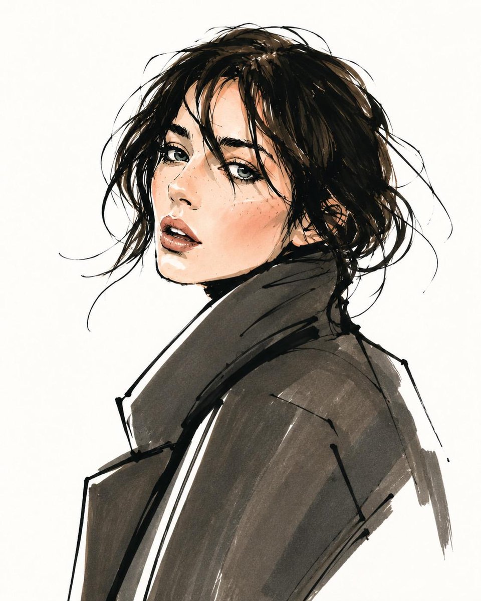 Vogue Style Fashion Sketch AI image template preview