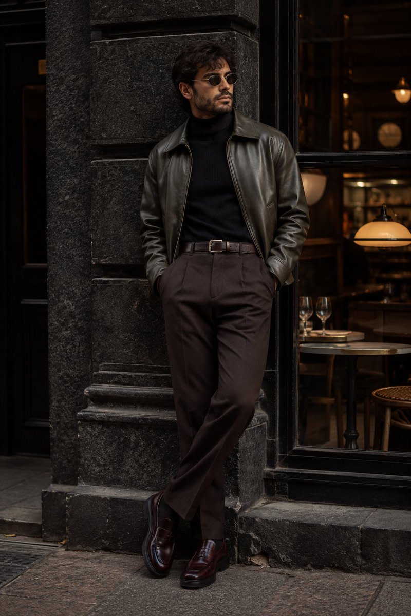 Cinematic Urban Menswear Portrait AI image template preview