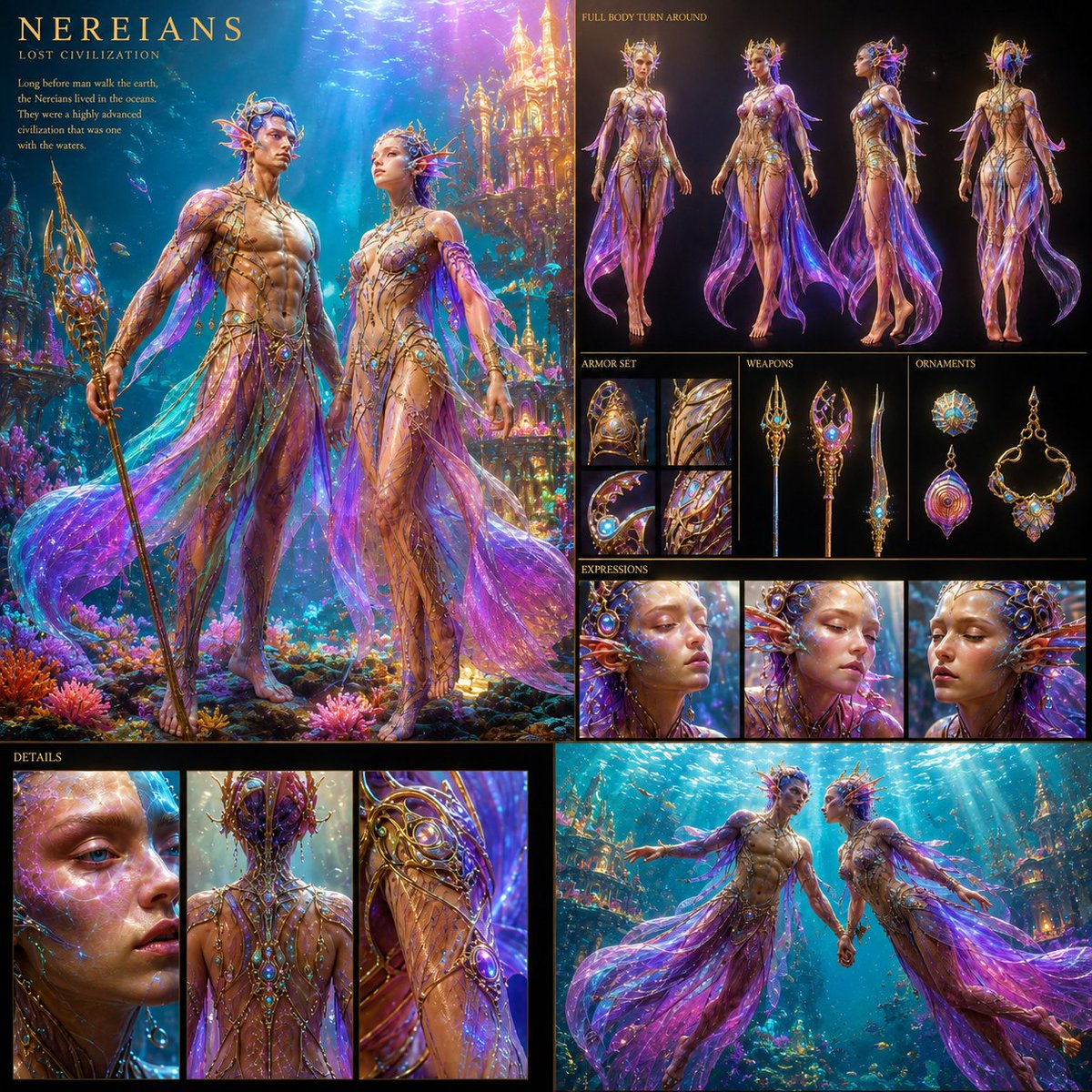 Underwater Civilization Character Board AI image template preview