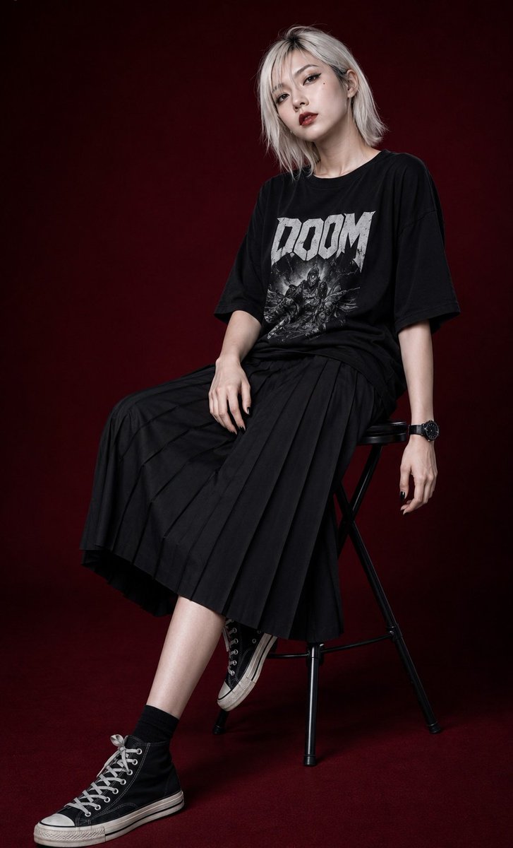 Edgy Asian Fashion Studio Portrait AI image template preview