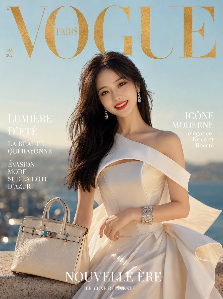 Surrealist Luxury Vogue Cover AI image template preview