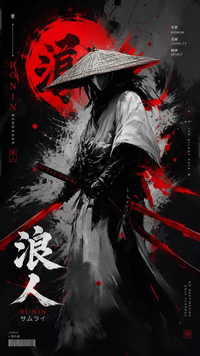 Dark Samurai Ink Wash Poster AI image template preview