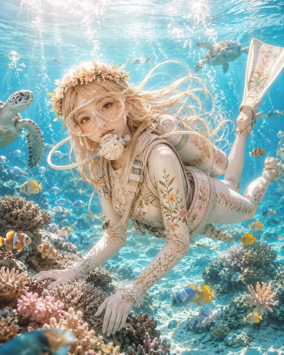 Anime Scuba Diving Character Portrait AI image template preview