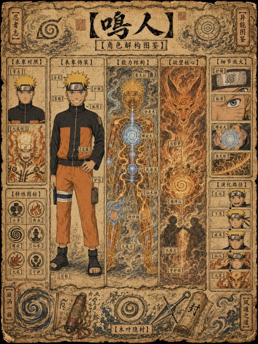 Ancient Ninja Character Anatomy Chart AI image template preview