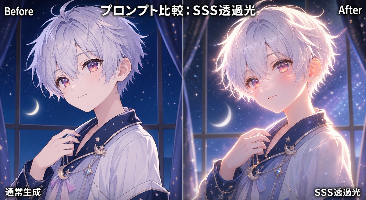 SSS Translucent Light Comparison AI image template preview