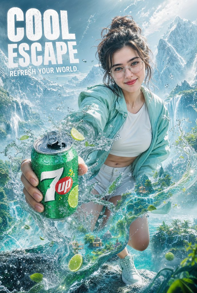 Cinematic 7 Up Cool Escape Poster AI image template preview