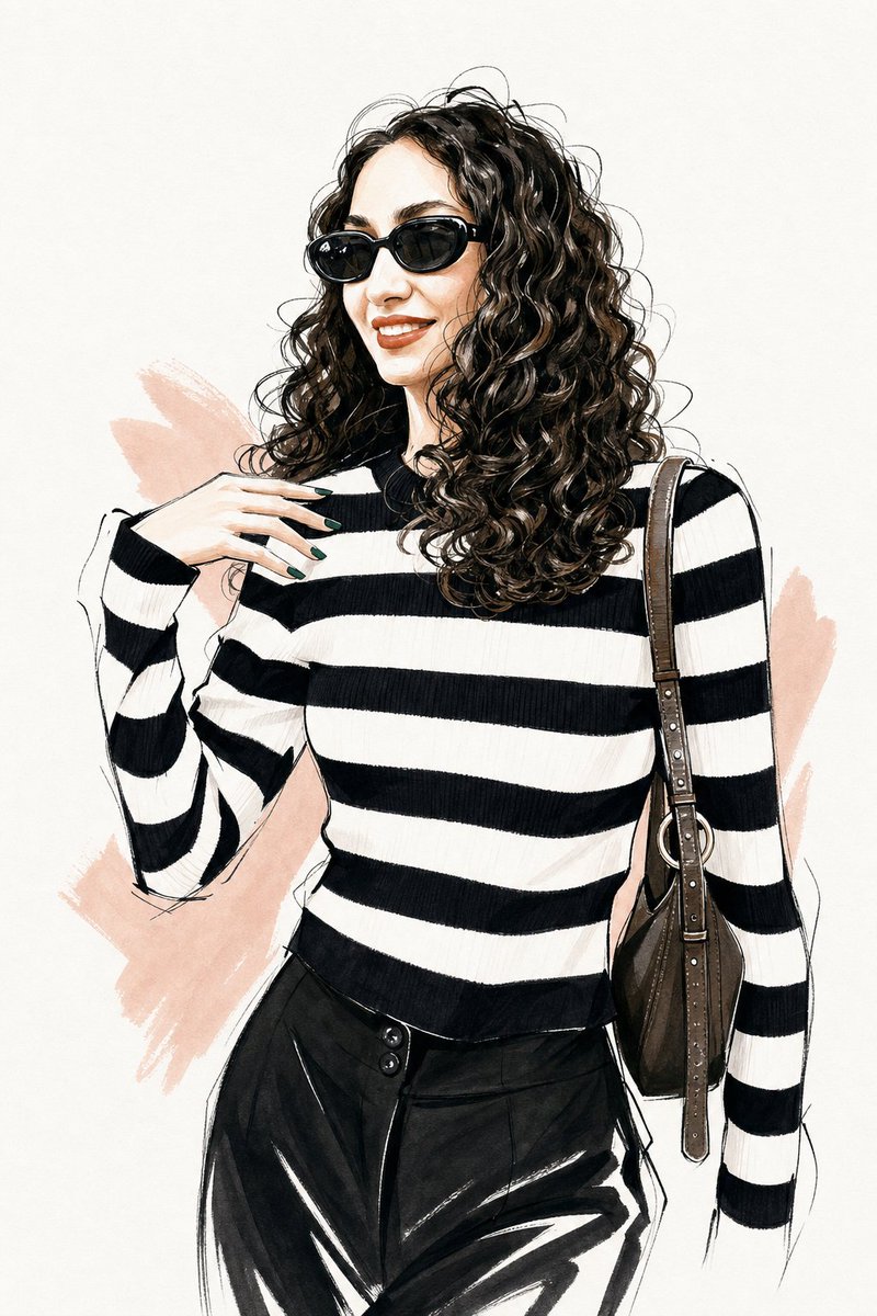 Vogue Style Fashion Illustration AI image template preview