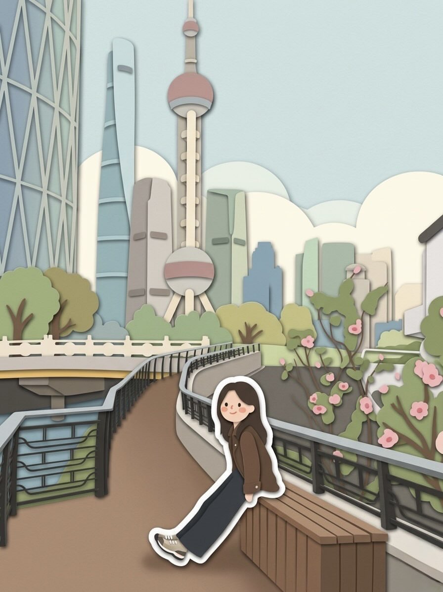 Chibi Sticker Paper-cut City Illustration AI image template preview