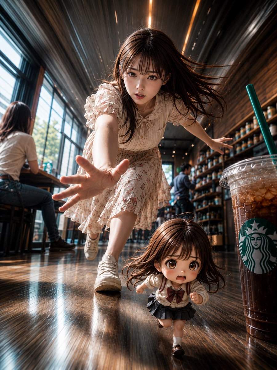 Dynamic Cafe Chibi Chase Portrait AI image template preview