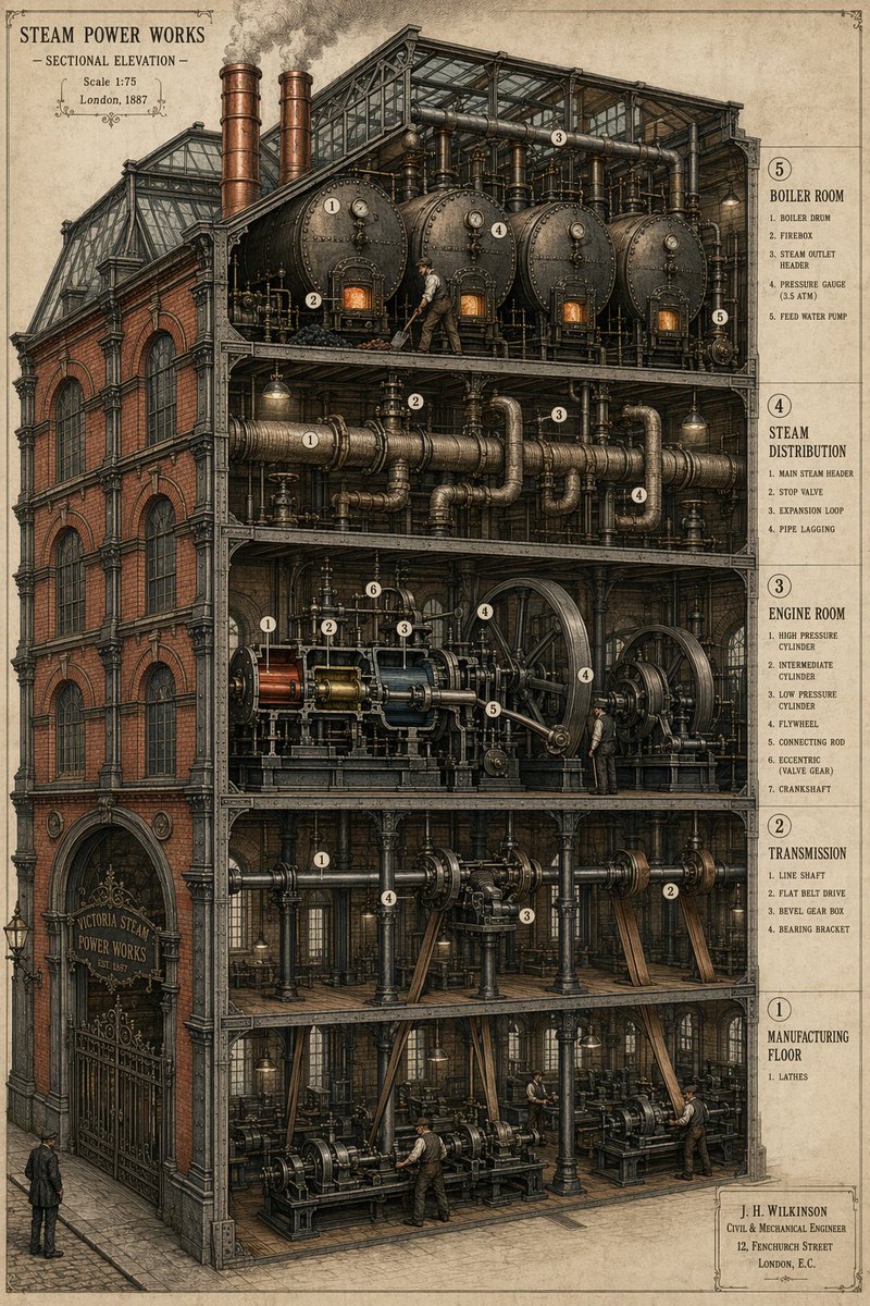 Victorian Steampunk Engineering Diagram AI image template preview