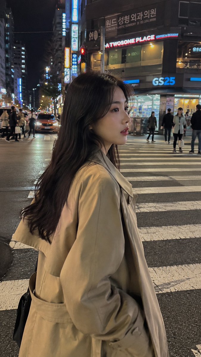 Seoul Night Street Photography AI image template preview