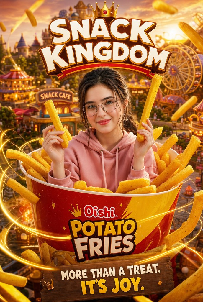 Snack Kingdom Potato Fries Ad AI image template preview