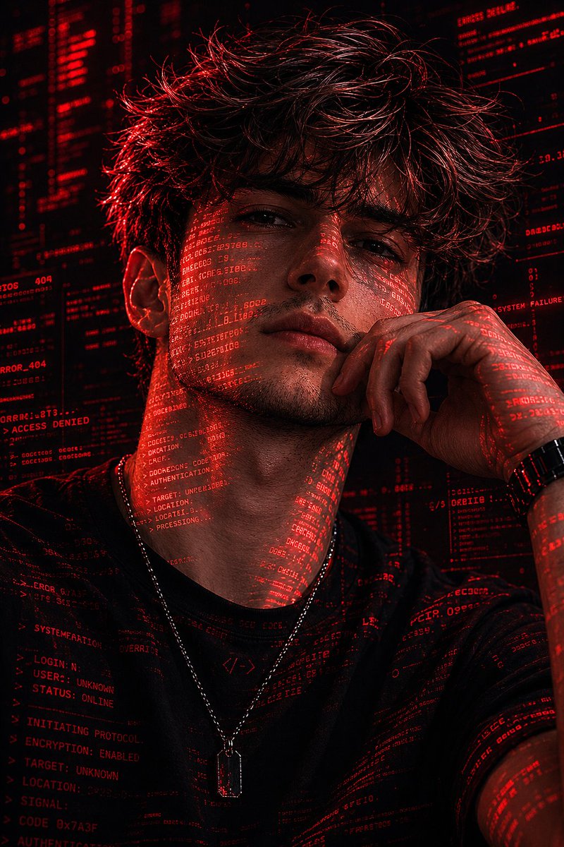 Cyberpunk Hacker Red Portrait example 2