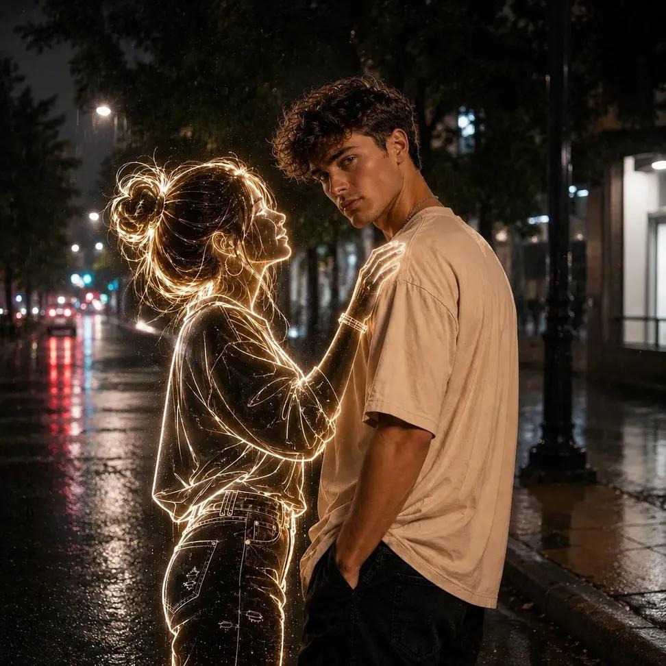 Neon Ghost Night Portrait AI image template preview