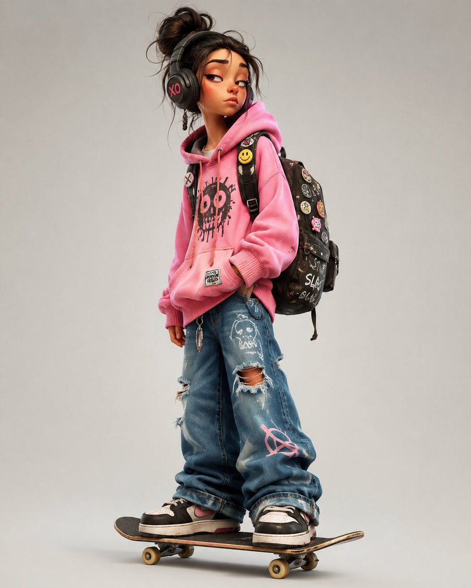 3D Urban Skater Character AI image template preview
