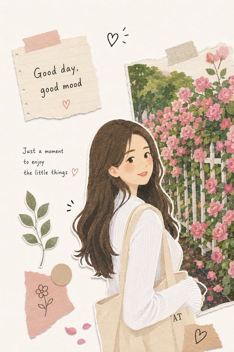 Photo to Kawaii Scrapbook Illustration AI image template preview