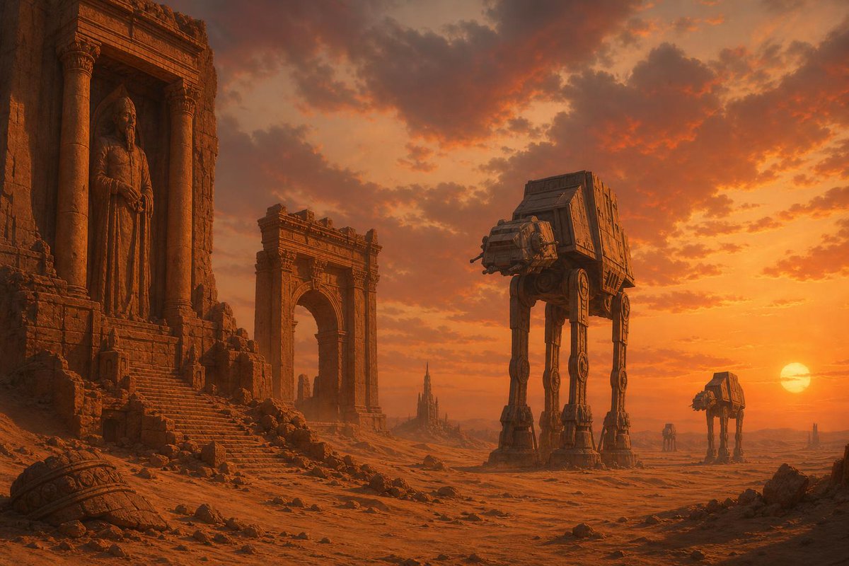 Sci-Fi Ancient Ruins in the Desert AI image template preview