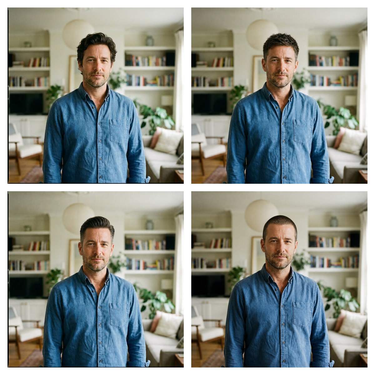 Four Haircut Comparison Grid AI image template preview