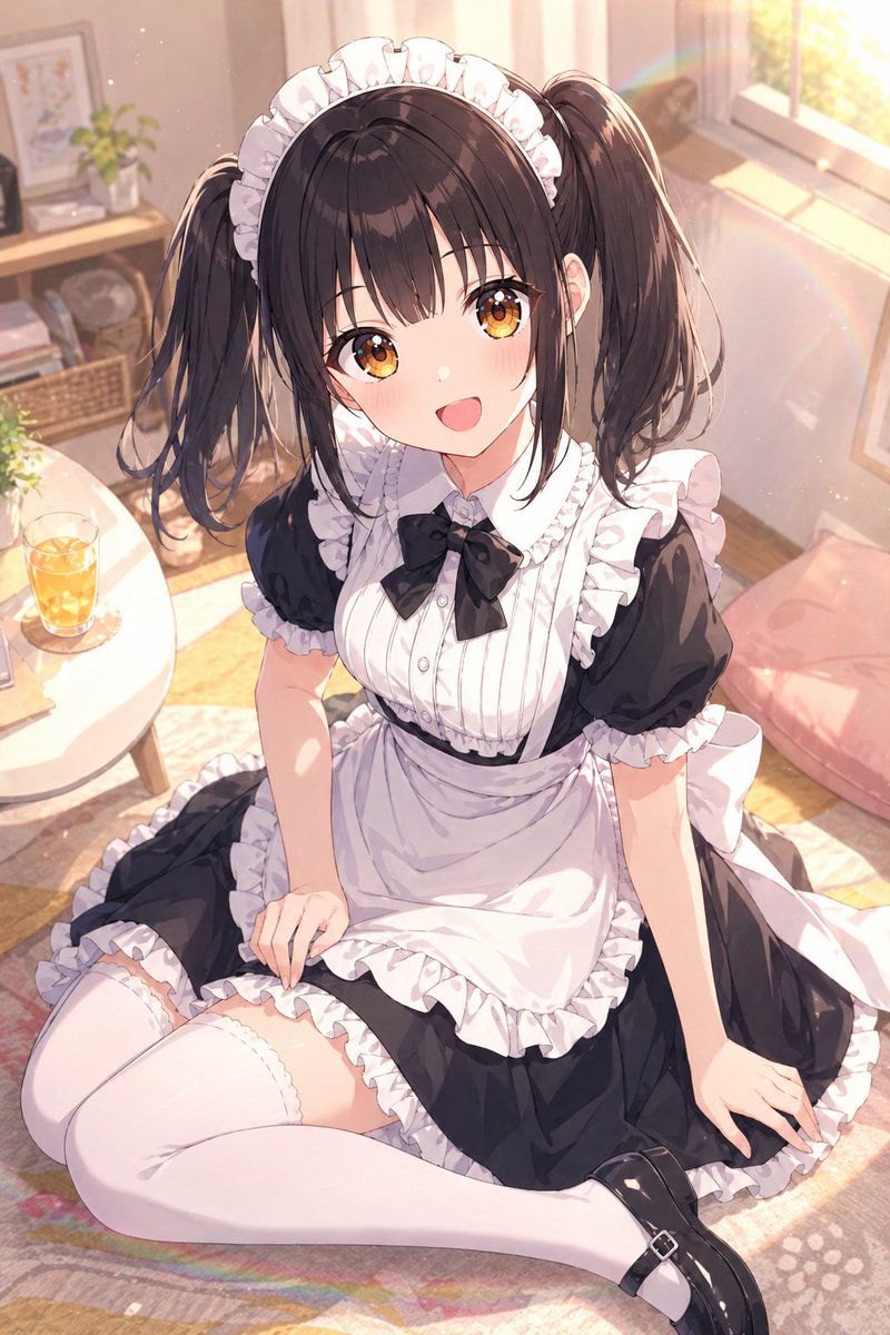 Sunlit Anime Maid Portrait AI image template preview