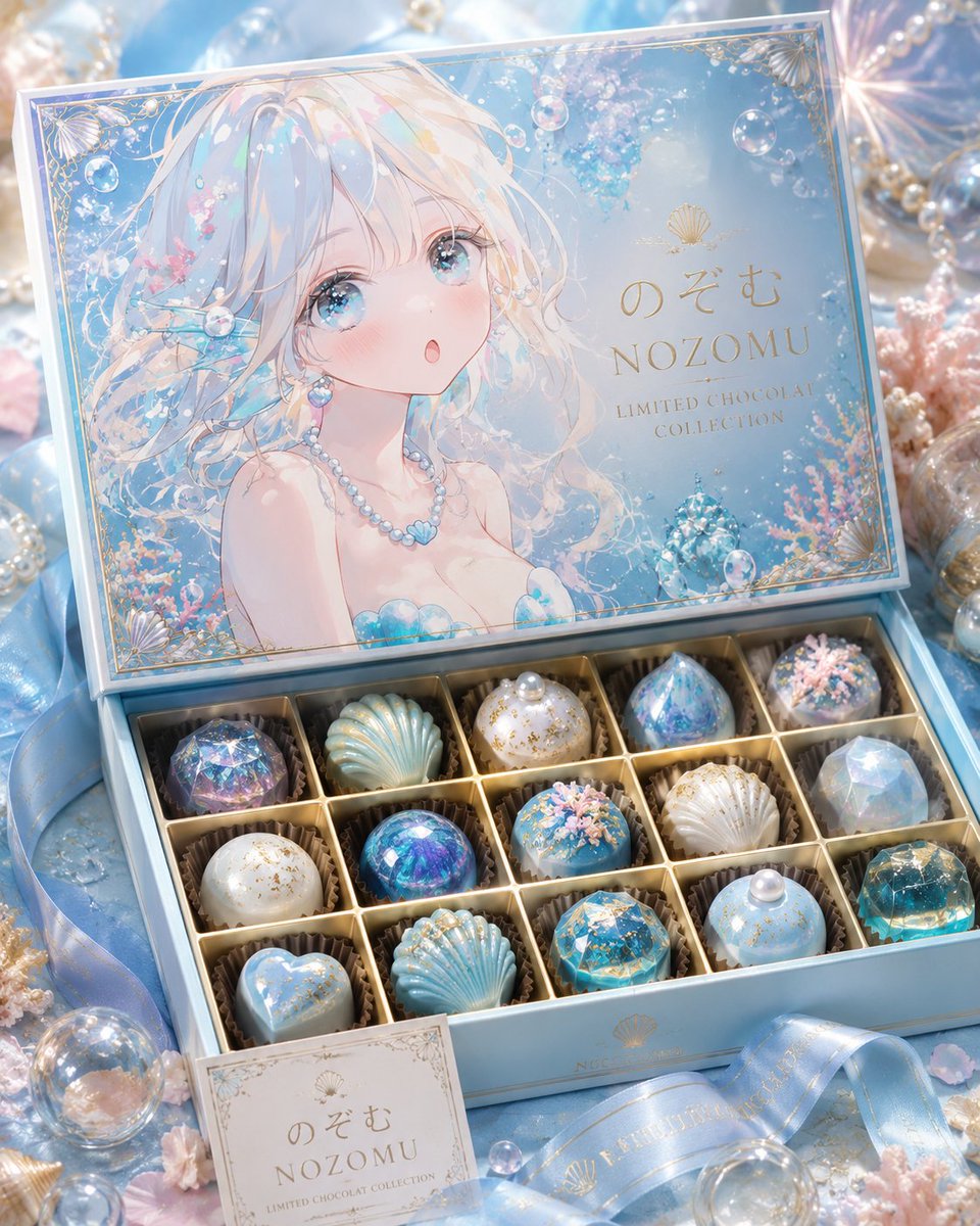 Luxury Ocean Princess Chocolate Box AI image template preview
