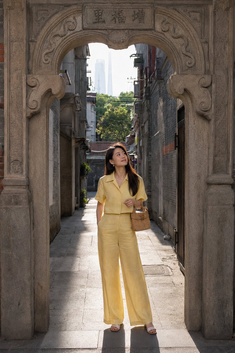 Shanghai Shikumen Street Portrait AI image template preview