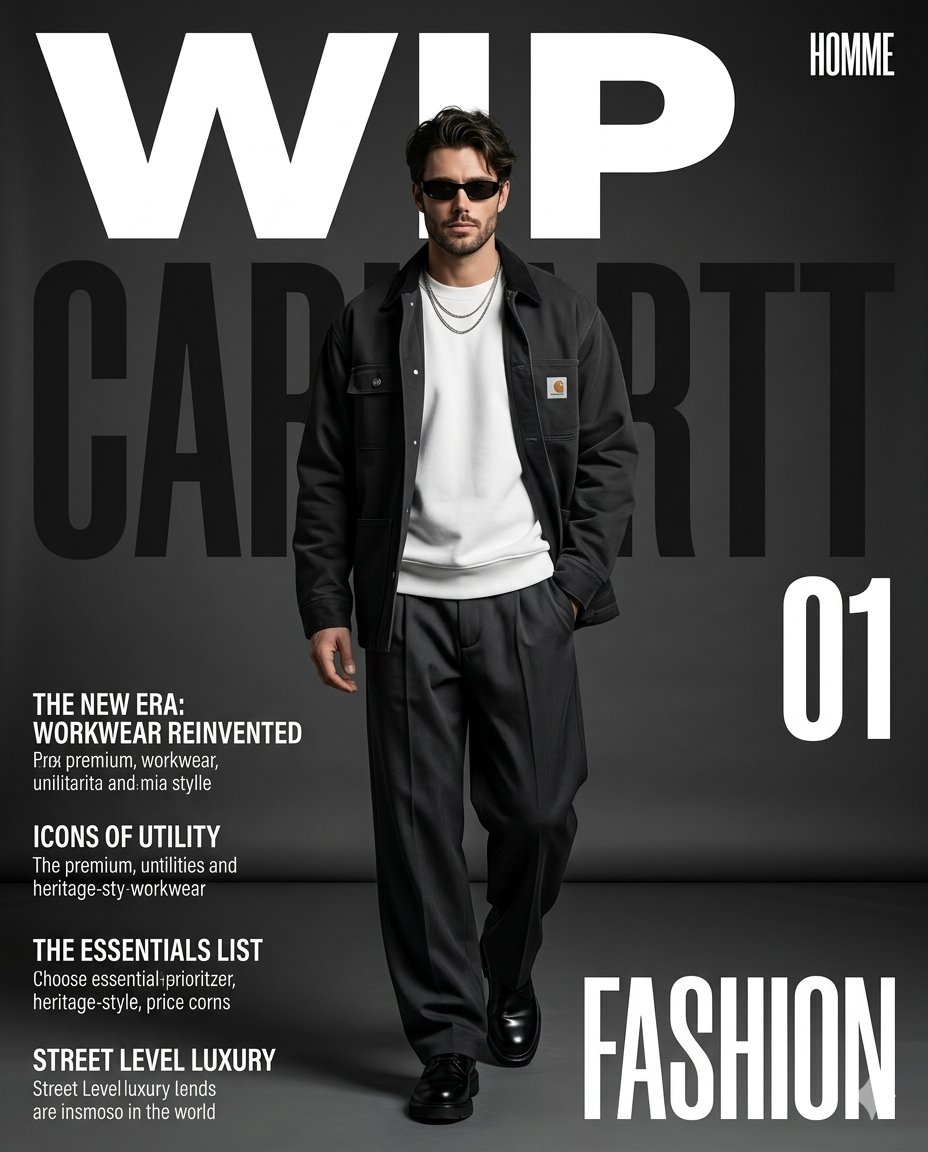 Premium Workwear Magazine Cover AI image template preview