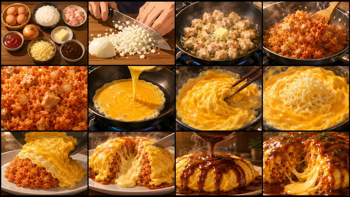 Anime Cooking Storyboard Grid Generator AI image template preview