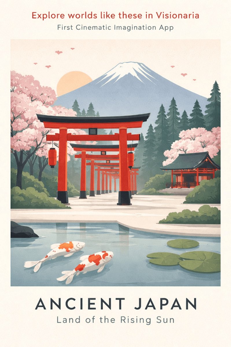 Ancient Japan Travel Poster AI image template preview