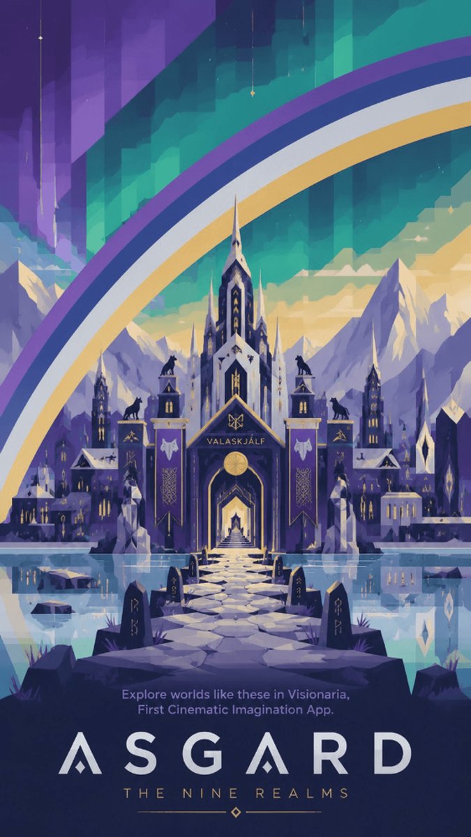 Asgard Mythical Travel Poster AI image template preview