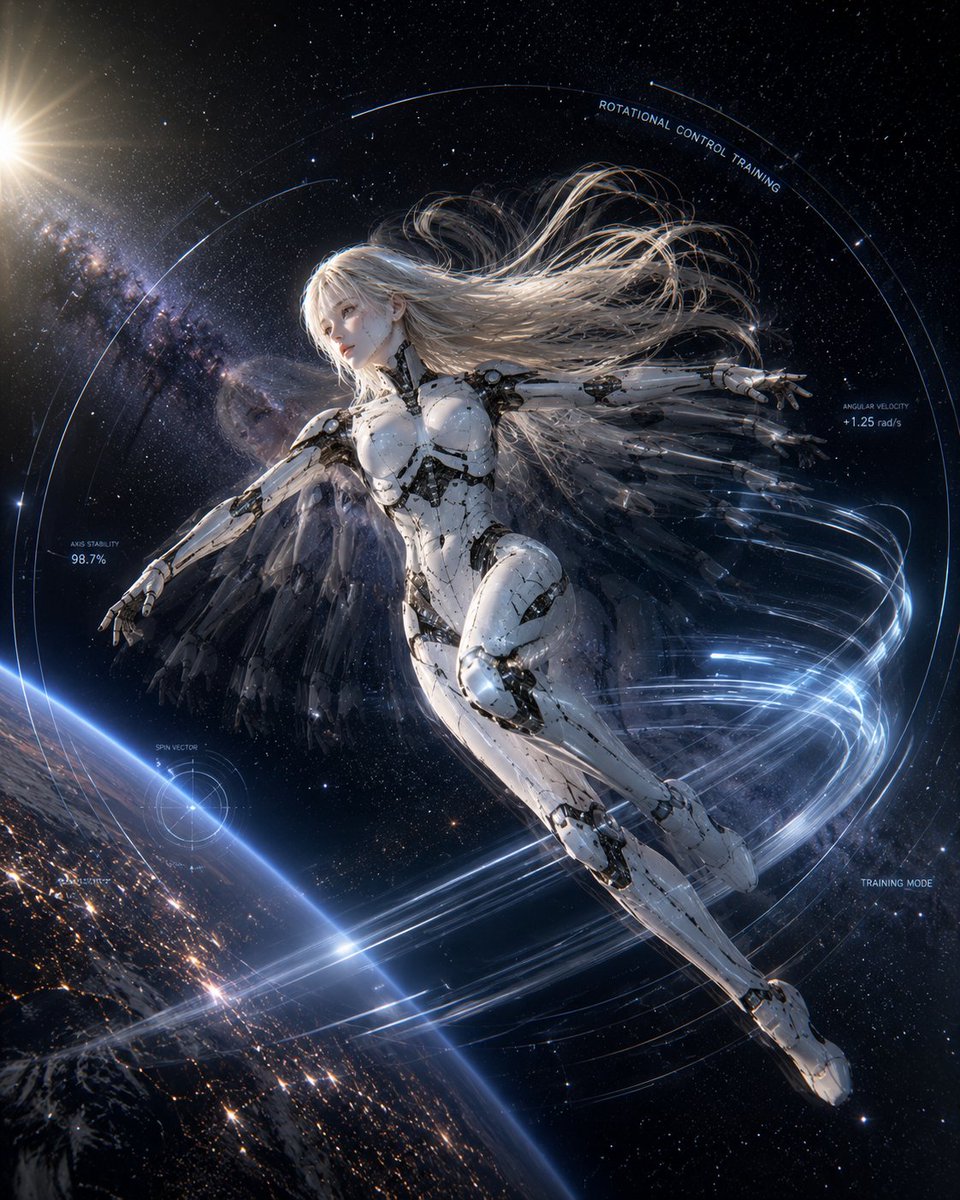 Spaceship Female Android Concept AI image template preview