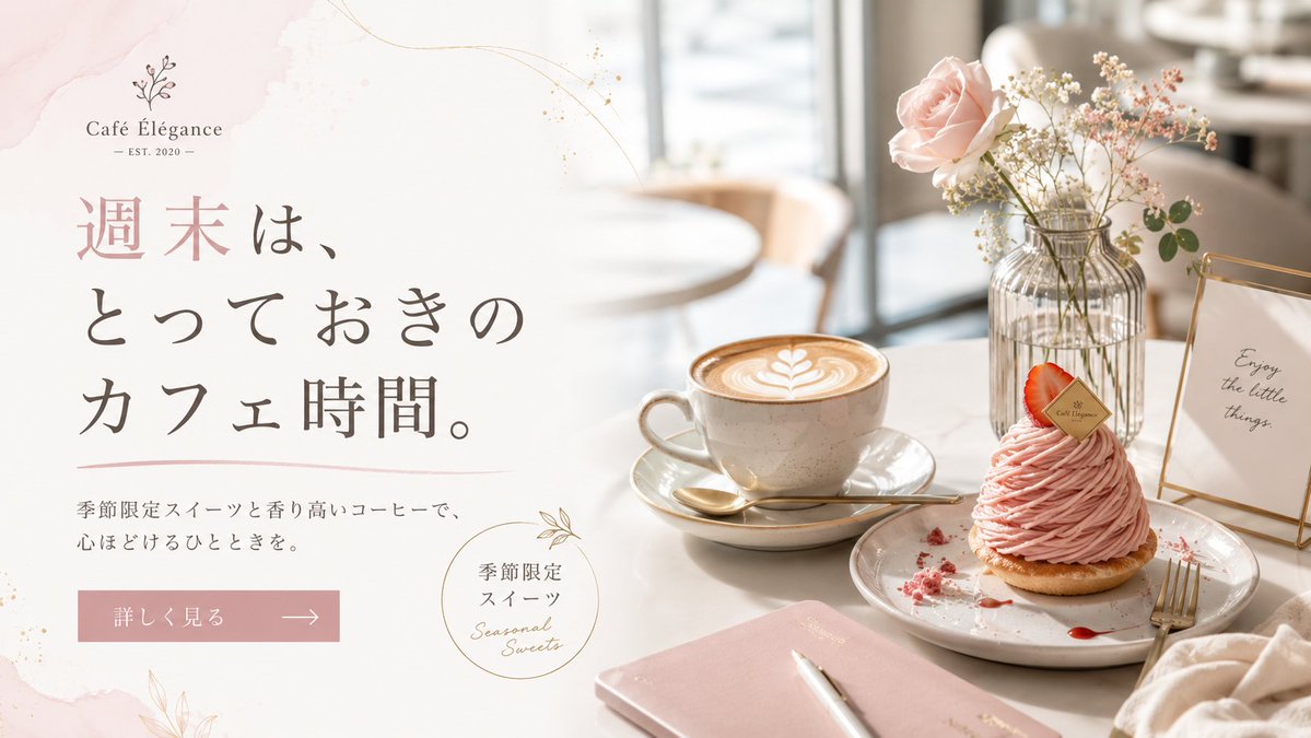 Elegant Café Weekend Banner AI image template preview