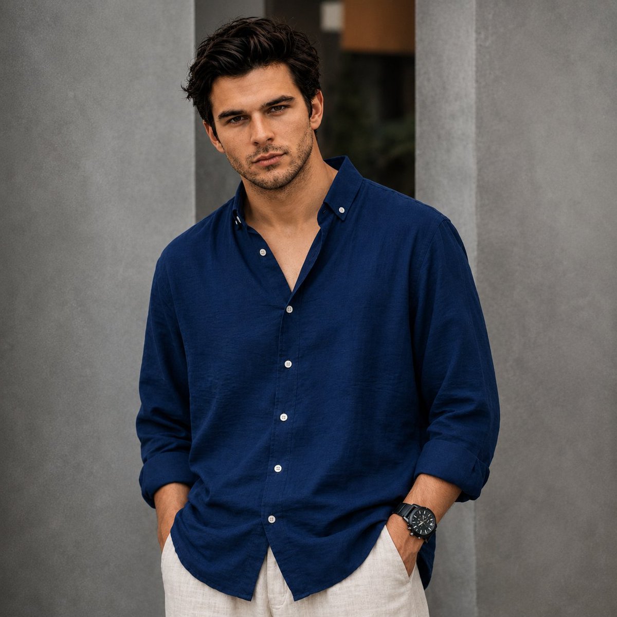 Professional Male Editorial Fashion Portrait AI image template preview