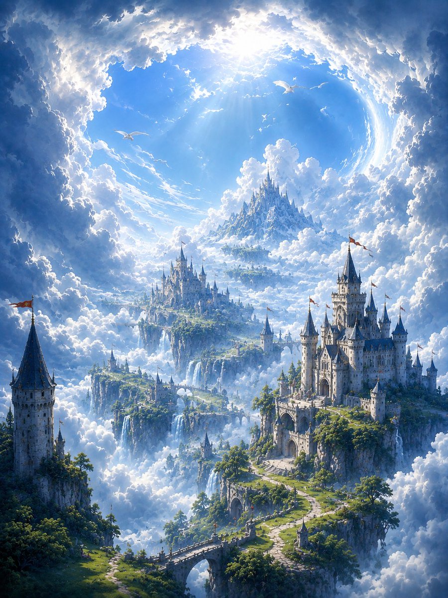 Epic Vertical Fantasy Castle Wallpaper AI image template preview