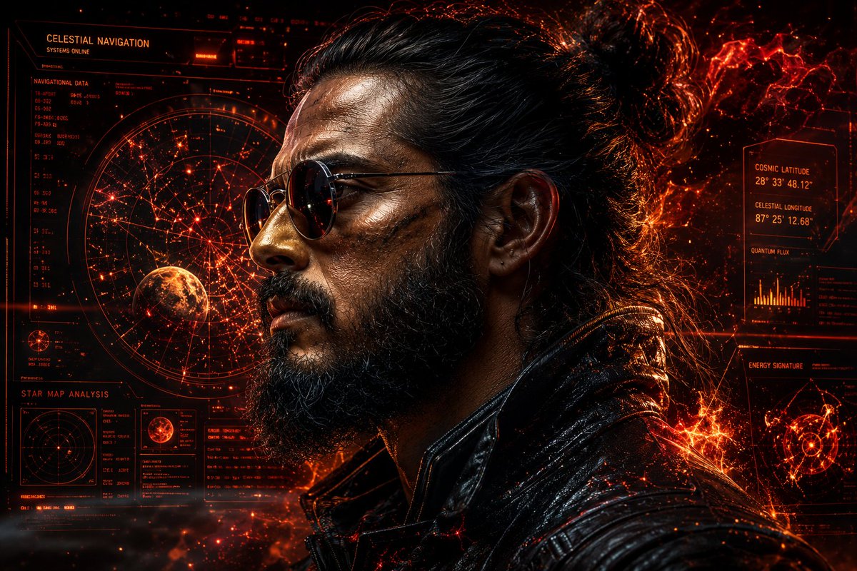 Rugged Cyberpunk Man HUD Portrait AI image template preview