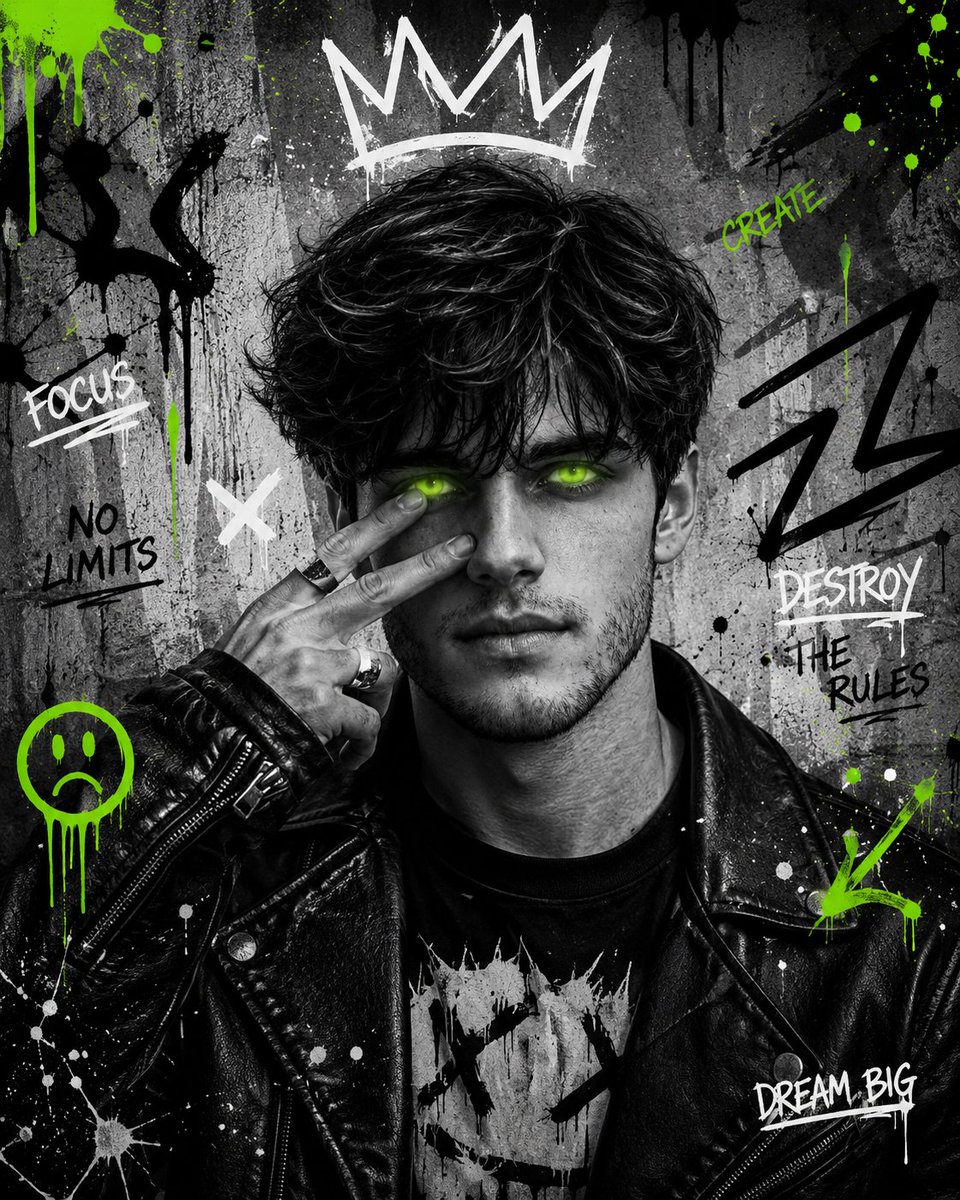 Urban Grunge Street Art Portrait AI image template preview