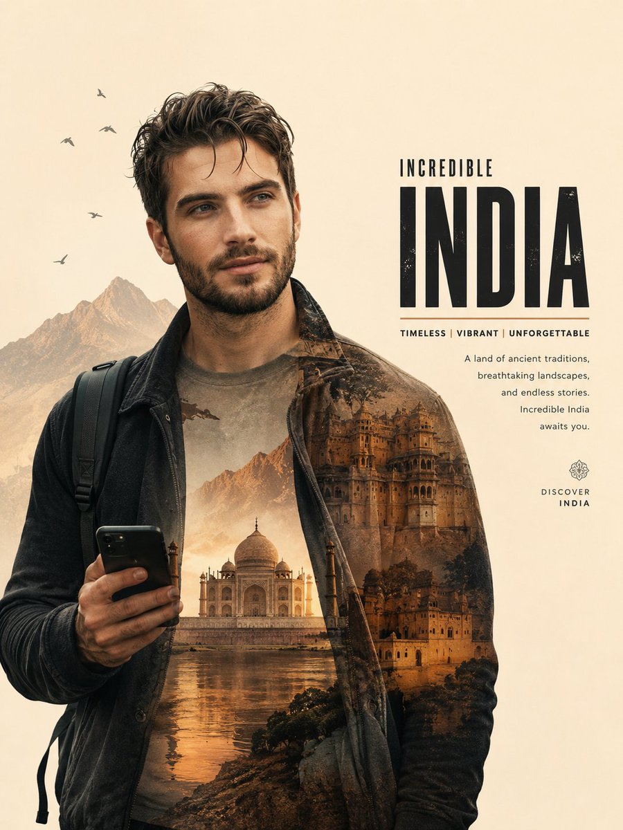 Cinematic Double Exposure Travel Poster example 2