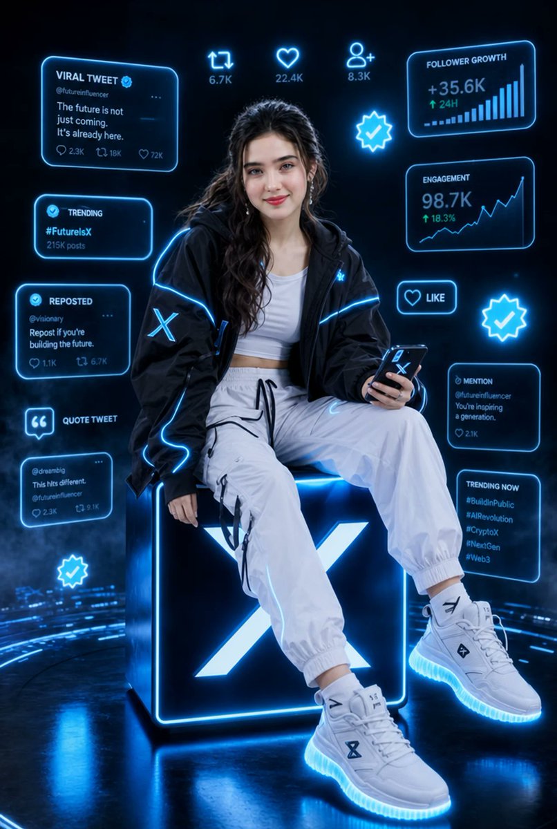 Futuristic X Influencer Portrait AI image template preview