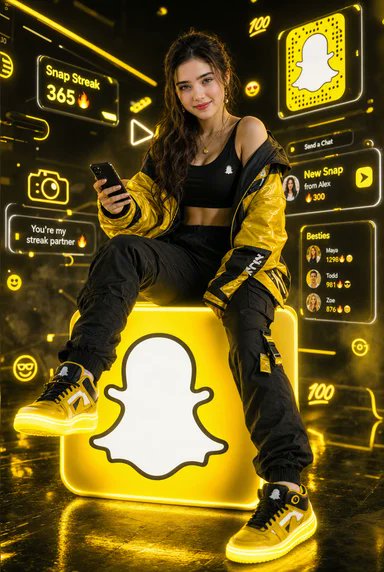 Neon Snapchat Influencer Portrait AI image template preview