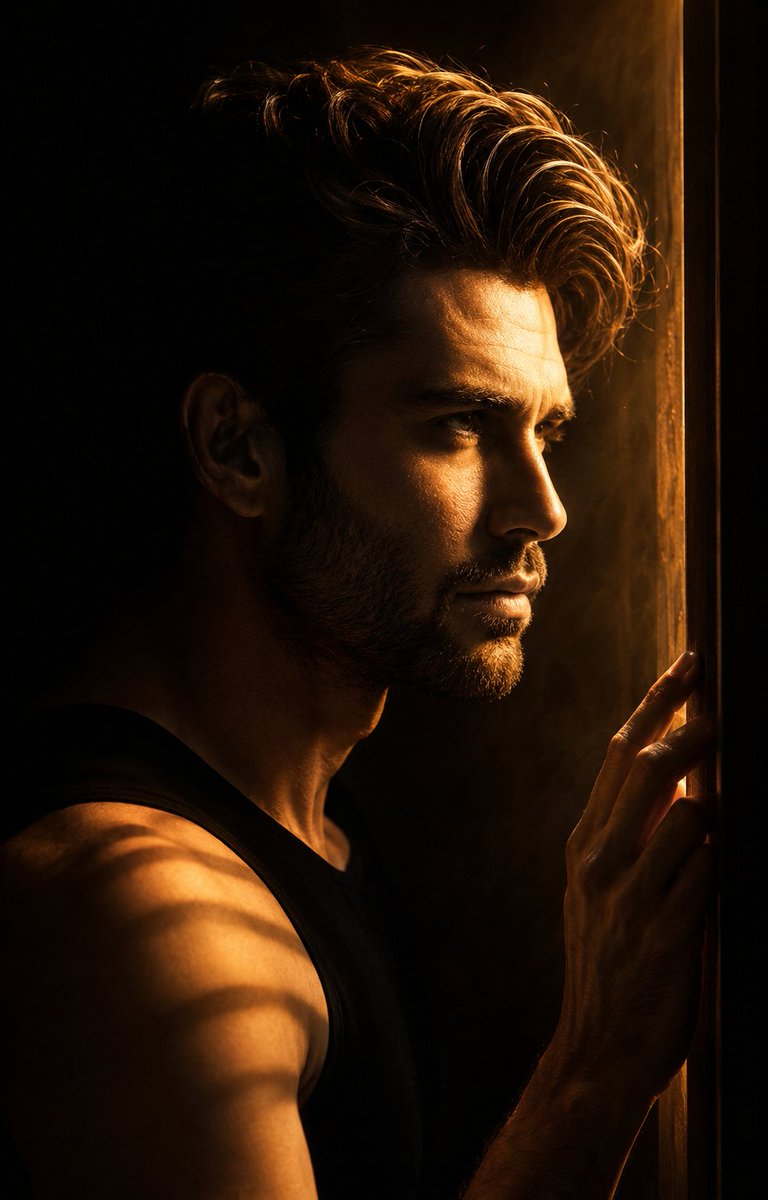 Low-Key Masculine Portrait AI image template preview