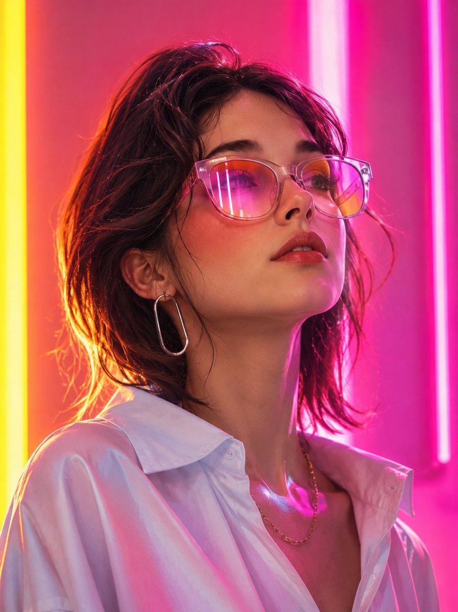 Futuristic Fashion Editorial Portrait AI image template preview