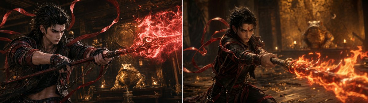 Nezha Fire Spear Split Comparison AI image template preview
