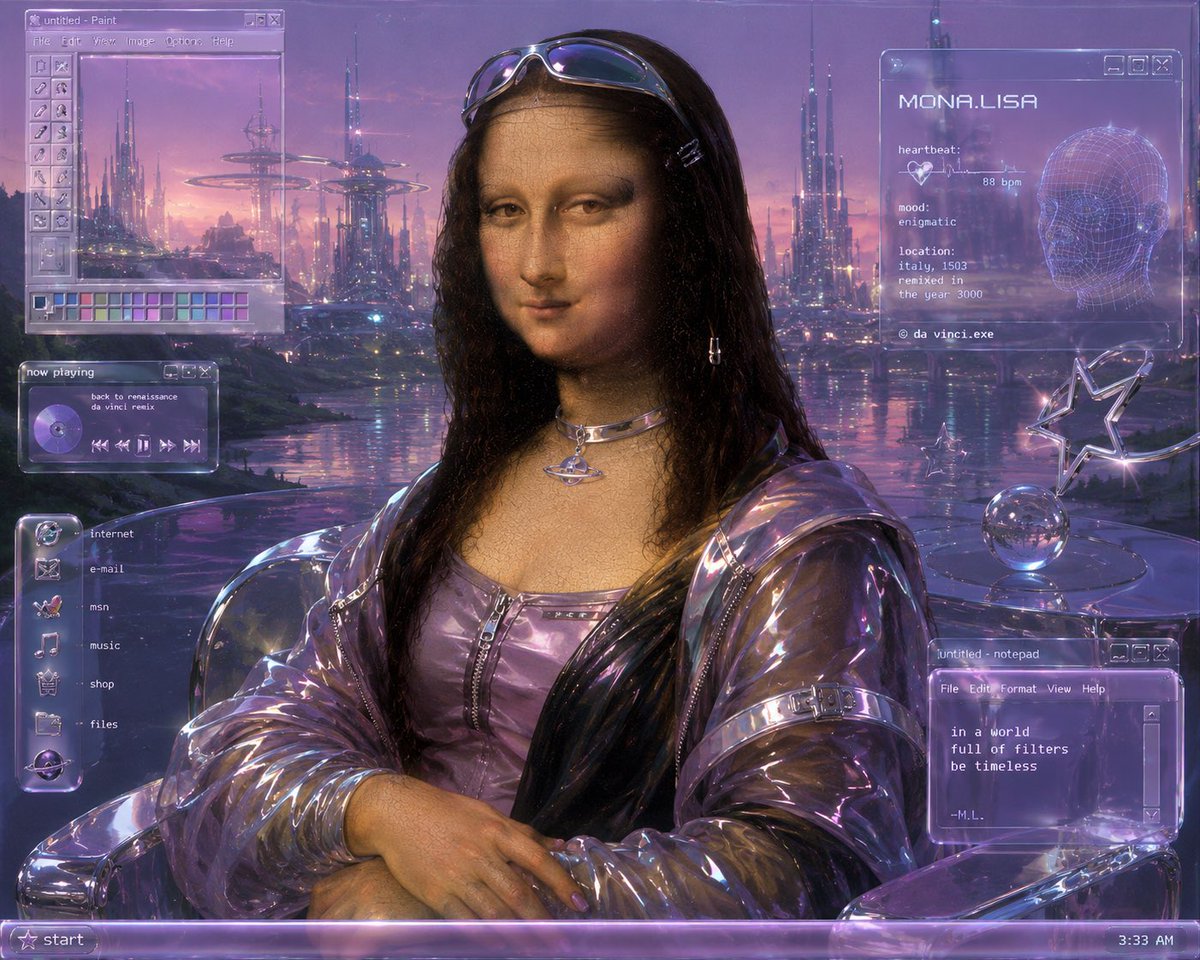 Y2K Futurist Mona Lisa Desktop AI image template preview