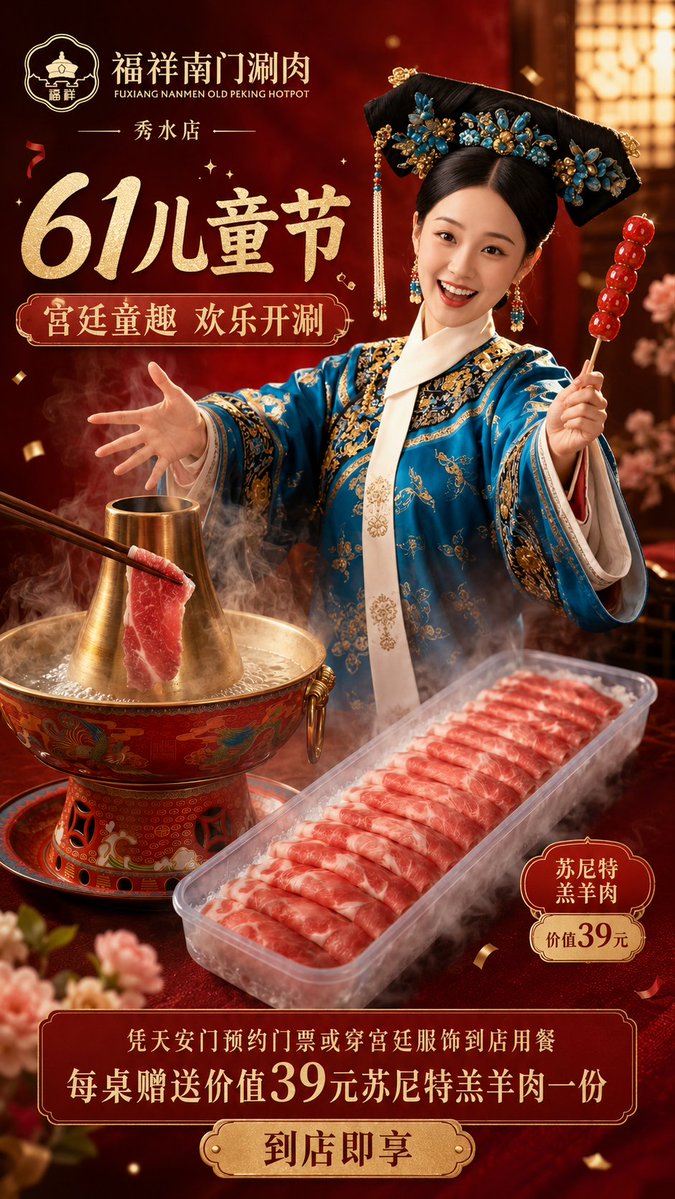 Chinese Hotpot Children’s Day Poster AI image template preview